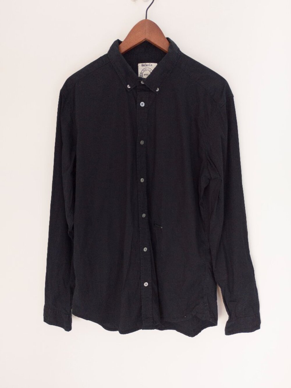 DIESEL Co. Men's Slim Fit Stretch Cotton Button Down Shirt Black Size XL